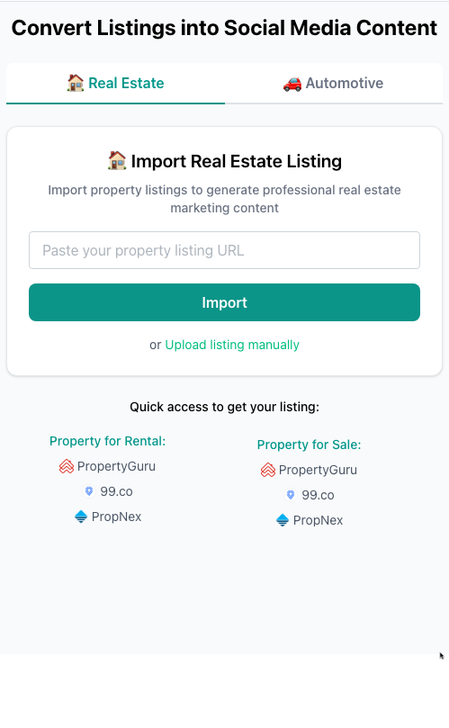Step 1 — paste listing URL